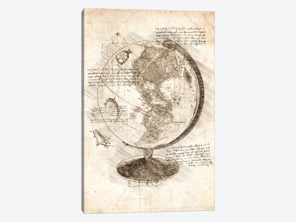 World Globe by Cornel Vlad 1-piece Canvas Print