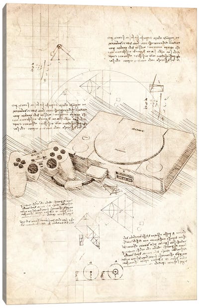 Playstation 1 Canvas Art Print - Toy & Game Blueprints