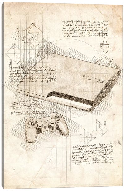 Playstation 3 Canvas Art Print - Toy & Game Blueprints