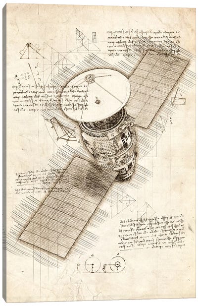 Satellite Canvas Art Print - Aviation Blueprints