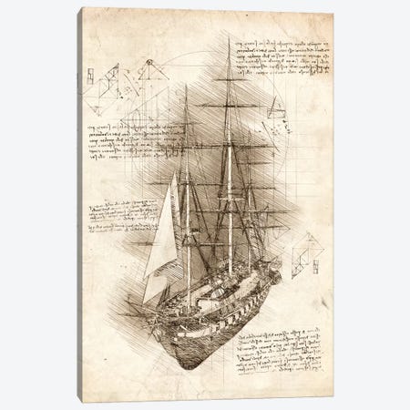 Old Sailing Ship Barque Canvas Print #CVL88} by Cornel Vlad Canvas Artwork