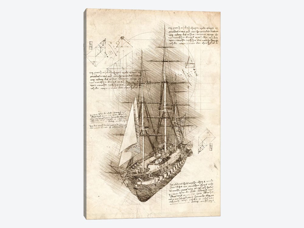 Old Sailing Ship Barque by Cornel Vlad 1-piece Canvas Print