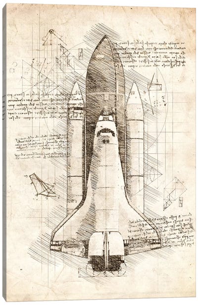 Space Shuttle Canvas Art Print - Aviation Blueprints