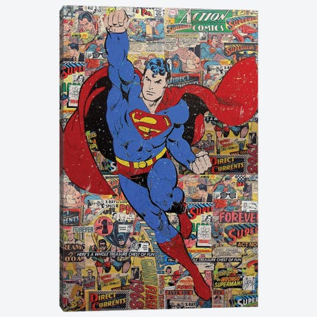 Superman Canvas Print #CWD110} by Caroline Wendelin Canvas Wall Art