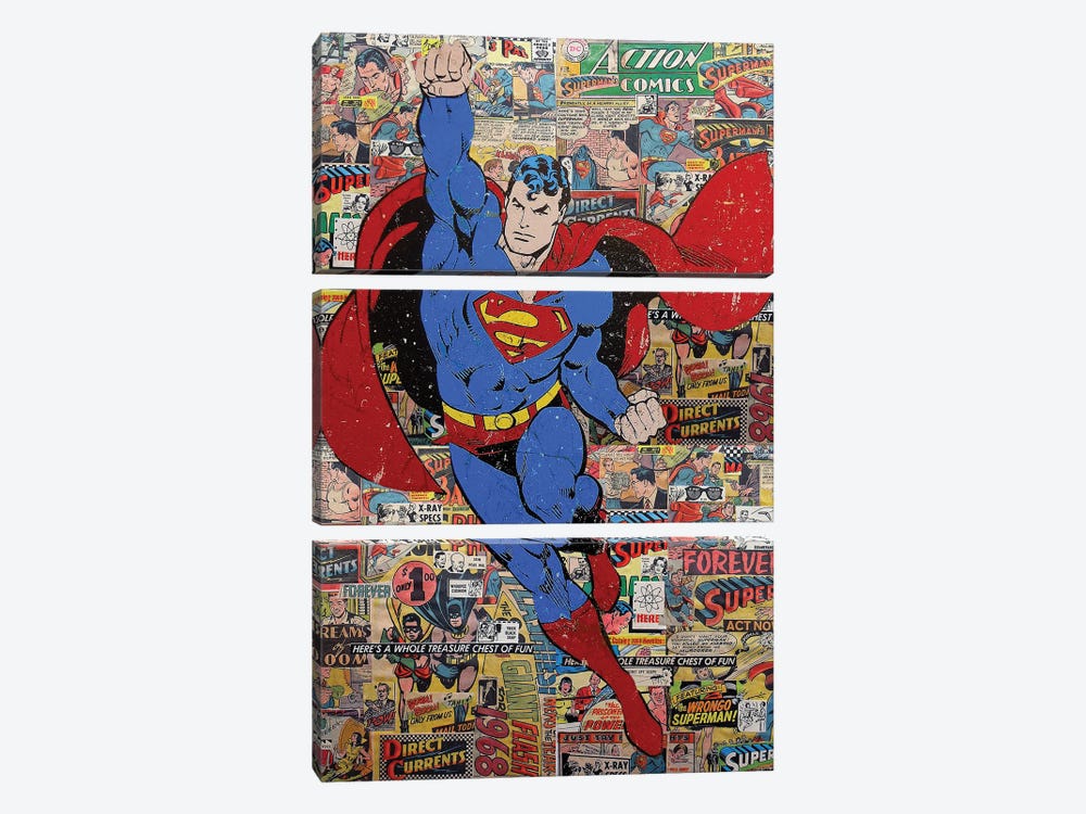 Superman by Caroline Wendelin 3-piece Canvas Print