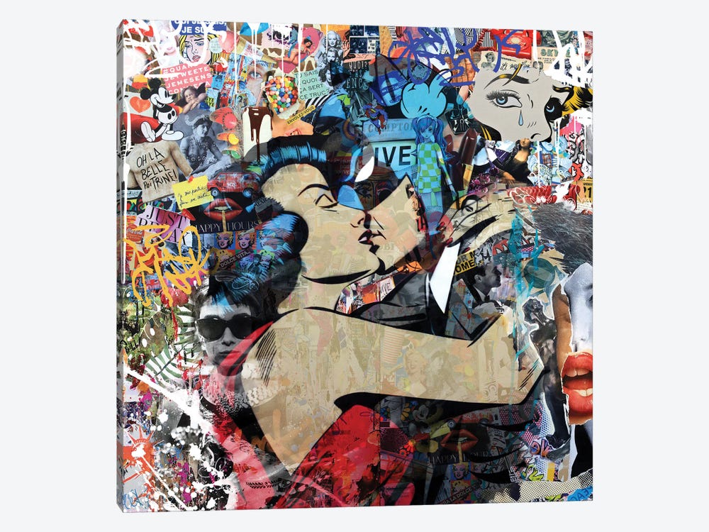 Superhero Kiss by Caroline Wendelin 1-piece Canvas Wall Art