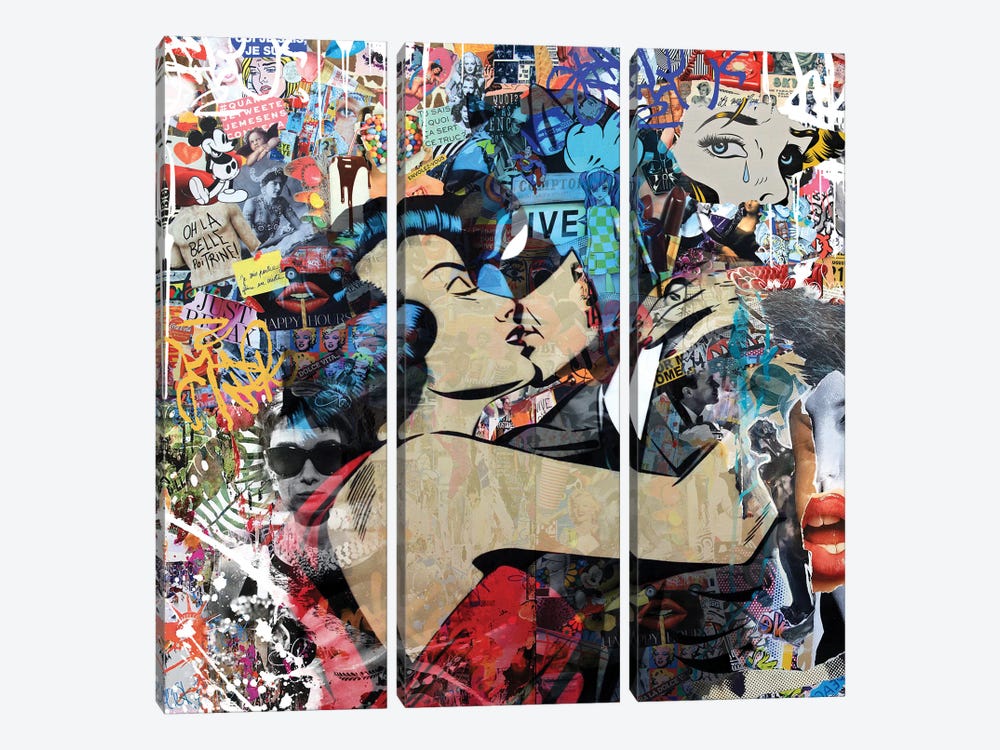 Superhero Kiss by Caroline Wendelin 3-piece Canvas Artwork