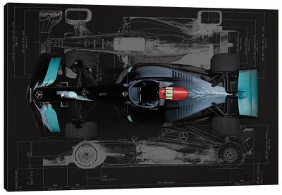 F1 Mercedes Canvas Art Print - Automobile Art