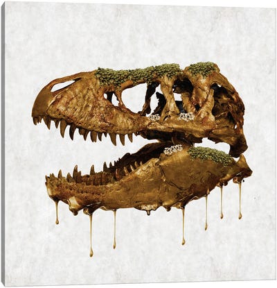 Jurassic Gold II Canvas Art Print - Tyrannosaurus Rex Art