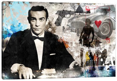 James Bond Sean Connery Canvas Art Print - Sixties Nostalgia Art
