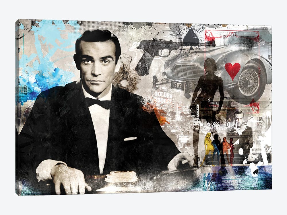 James Bond Sean Connery by Caroline Wendelin 1-piece Canvas Wall Art