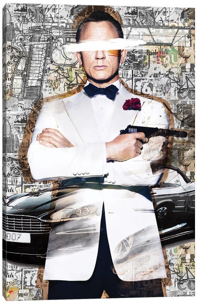 007 Bond Canvas Art Print - Action & Adventure Movie Art