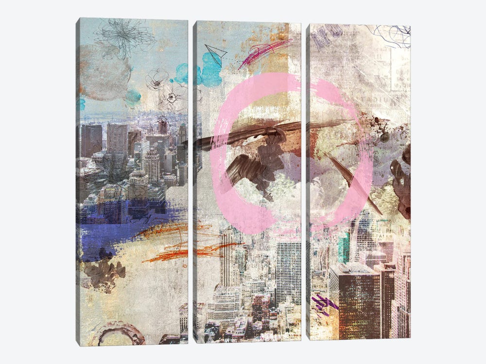 Abstract City Life by Caroline Wendelin 3-piece Canvas Wall Art