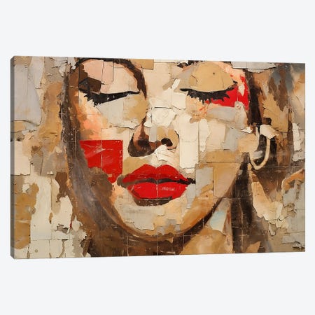 Red Lips Canvas Print #CWD187} by Caroline Wendelin Canvas Artwork