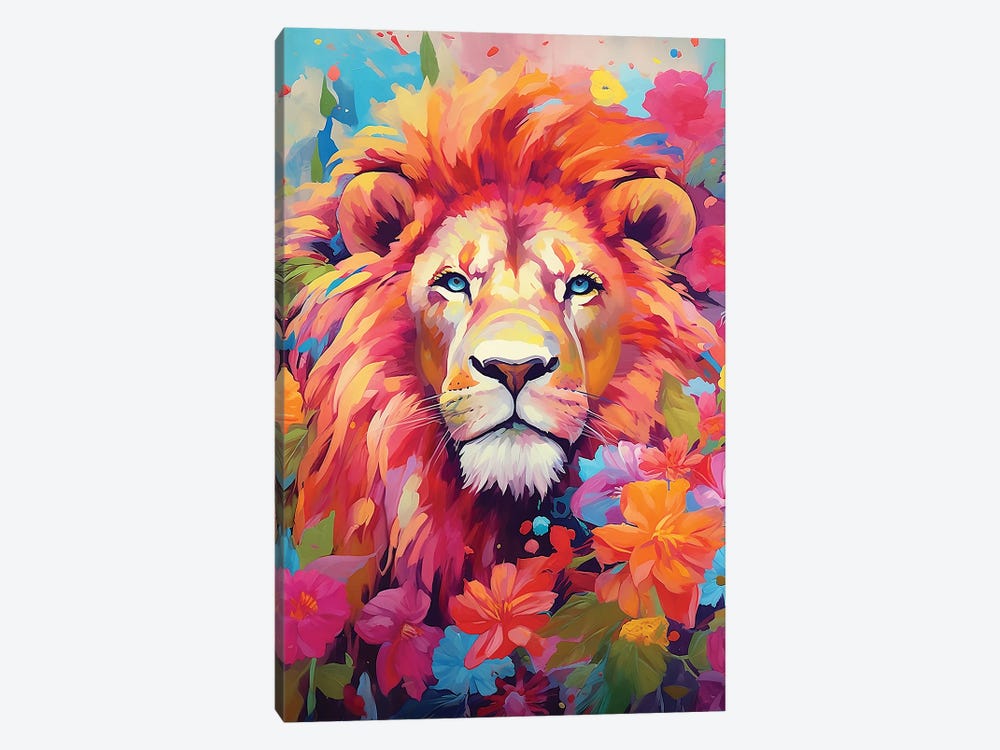 Flower Lion by Caroline Wendelin 1-piece Canvas Art Print