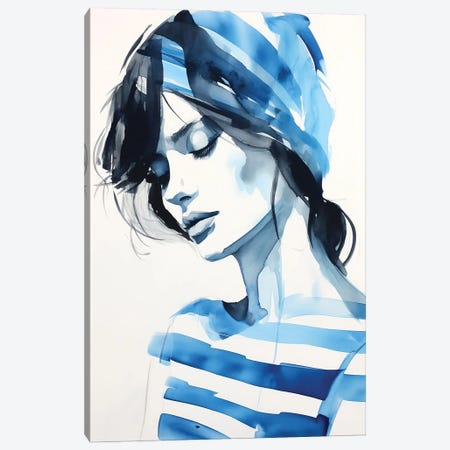 Blue Stripes Canvas Print #CWD212} by Caroline Wendelin Canvas Print