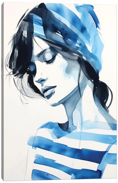 Blue Stripes Canvas Art Print - Caroline Wendelin
