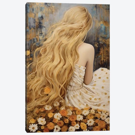 Golden Flowers Canvas Print #CWD217} by Caroline Wendelin Canvas Art