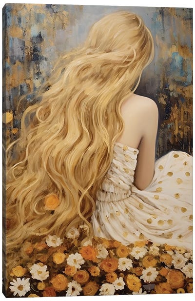 Golden Flowers Canvas Art Print - Caroline Wendelin