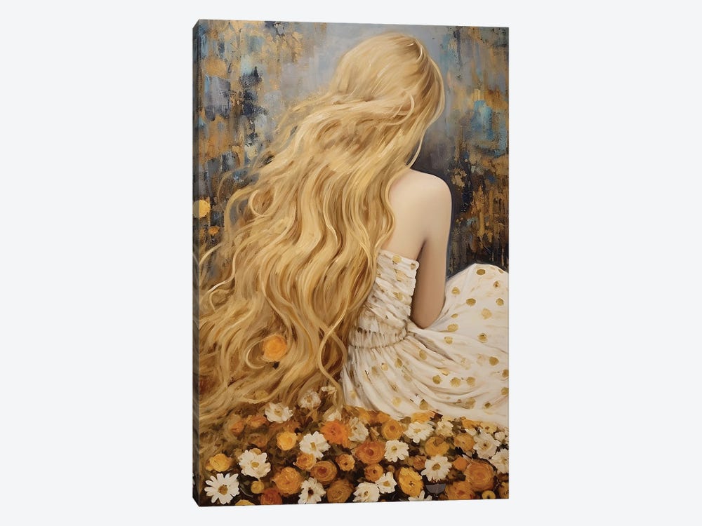 Golden Flowers by Caroline Wendelin 1-piece Canvas Art