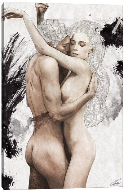 Embrace Canvas Art Print - Male Nude Art