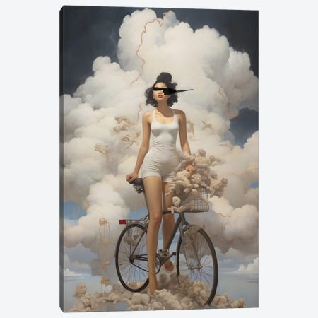 Cloud Biking Canvas Print #CWD230} by Caroline Wendelin Canvas Art Print