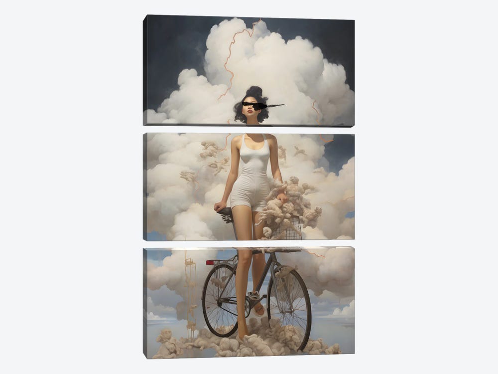 Cloud Biking by Caroline Wendelin 3-piece Canvas Print