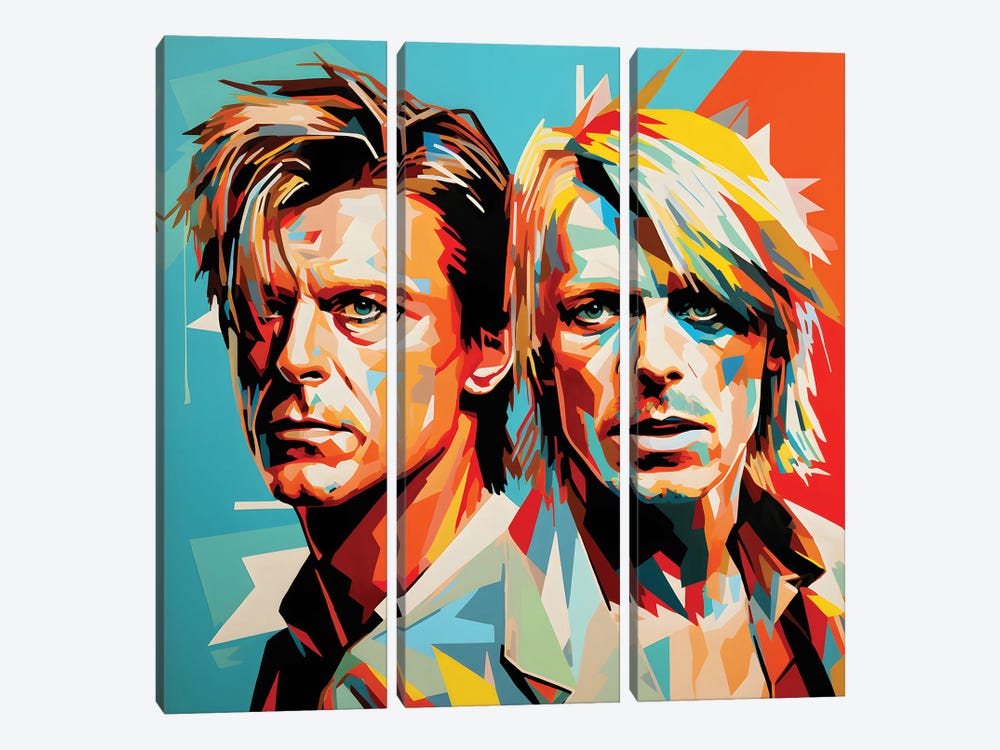 David Bowie And Iggy Pop by Caroline Wendelin 3-piece Canvas Artwork