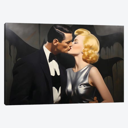 Marilyn And Batman Canvas Print #CWD236} by Caroline Wendelin Canvas Artwork
