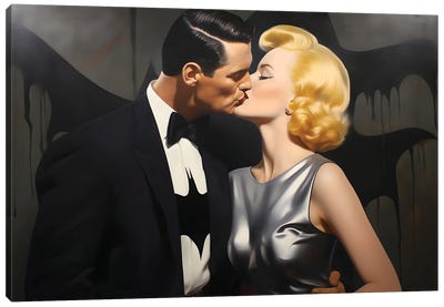 Marilyn And Batman Canvas Art Print - Pop Culture Art