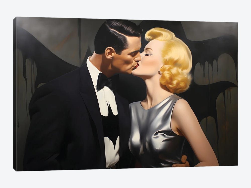Marilyn And Batman by Caroline Wendelin 1-piece Canvas Art Print