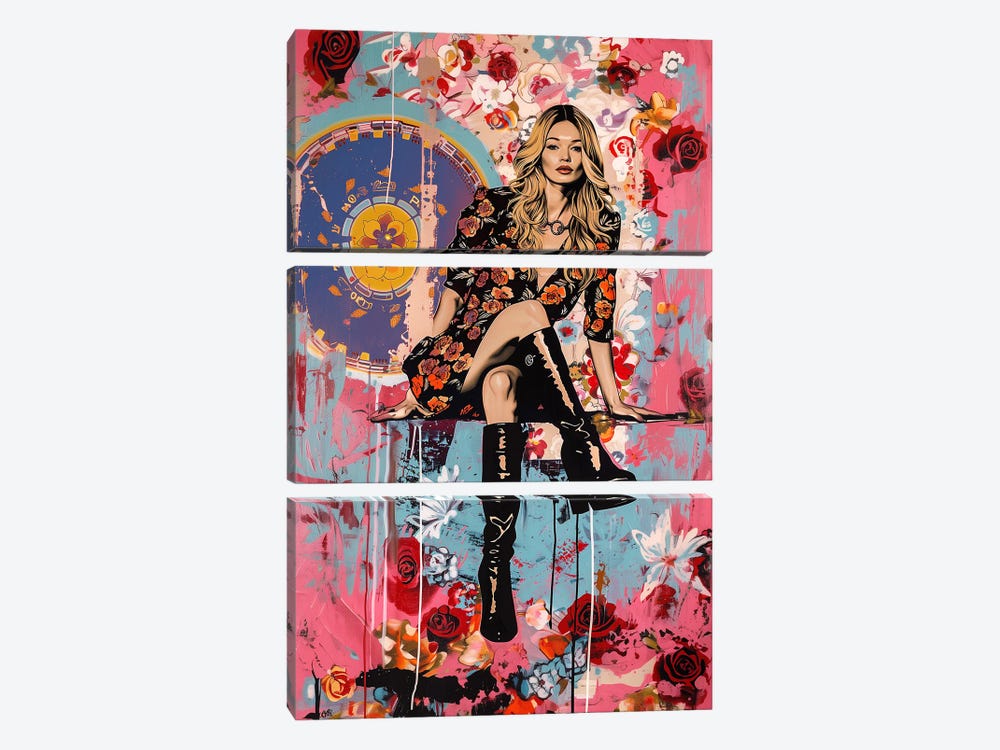 Roses And Boots by Caroline Wendelin 3-piece Canvas Art Print