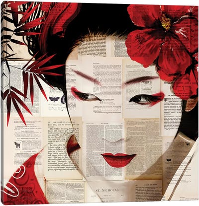 Geisha II Canvas Art Print - Multimedia Portraits