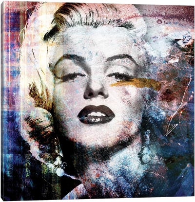 Grunge Marilyn Canvas Art Print - Multimedia Portraits