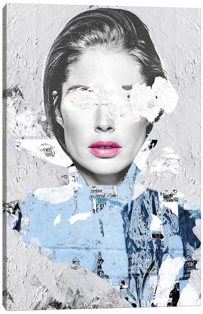 Paper Kiss Canvas Art Print - Multimedia Portraits