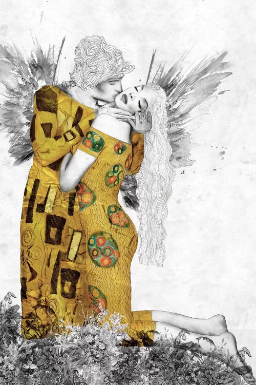 The Kiss-Homage To Klimt by Caroline Wendelin wall art