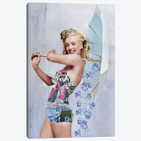 Marilyn Monroe Swimsuit Canvas Print #CWD76} by Caroline Wendelin Canvas Print