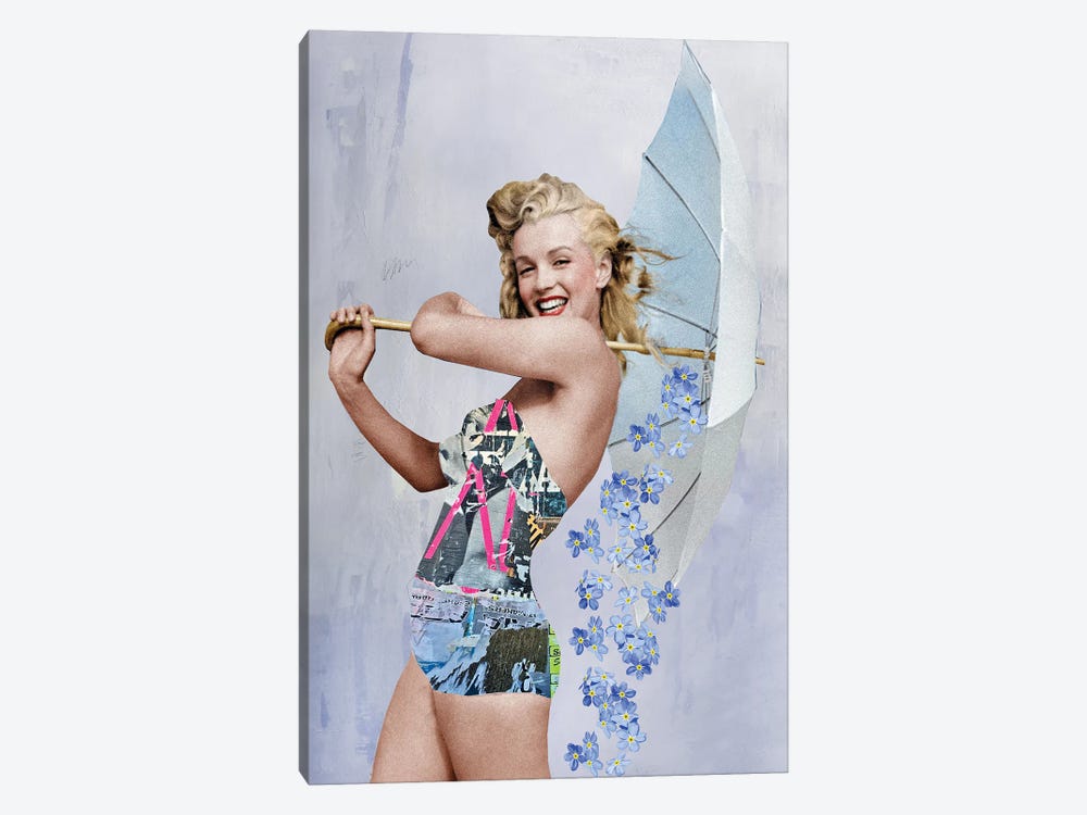 Marilyn Monroe Swimsuit by Caroline Wendelin 1-piece Canvas Art Print