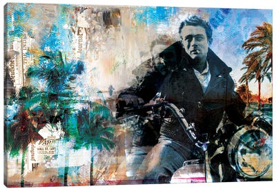 James Dean Sunset Canvas Art Print - Motorcycle Art
