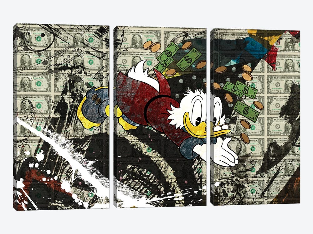 Scrooge Mcduck by Caroline Wendelin 3-piece Canvas Print