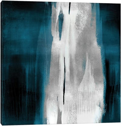 Free Fall Teal with Silver I Canvas Art Print