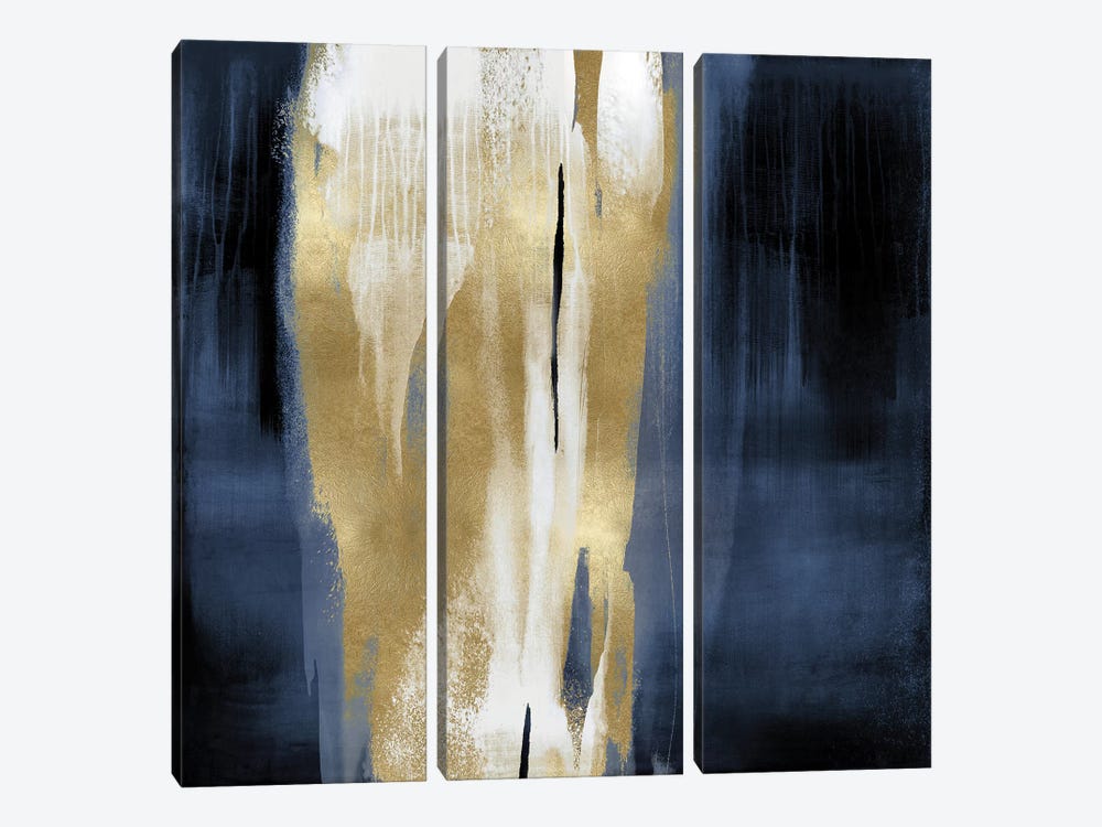 Free Fall Blue with Gold I by Christine Wright 3-piece Canvas Print