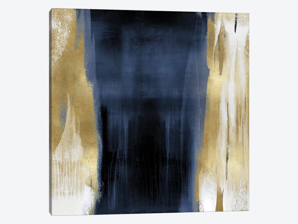 Free Fall Blue with Gold II by Christine Wright 1-piece Canvas Wall Art