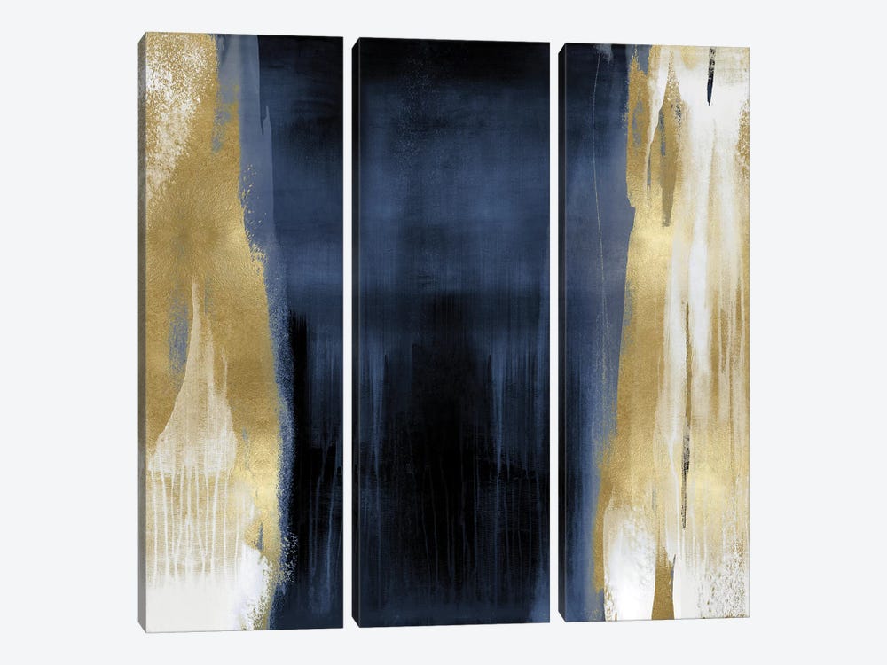 Free Fall Blue with Gold II by Christine Wright 3-piece Canvas Artwork
