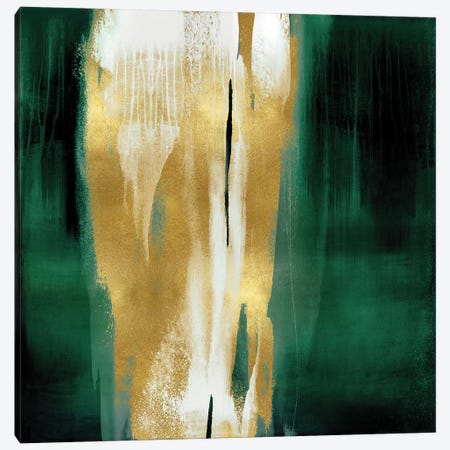 Free Fall Emerald with Gold I Canvas Print #CWG3} by Christine Wright Art Print