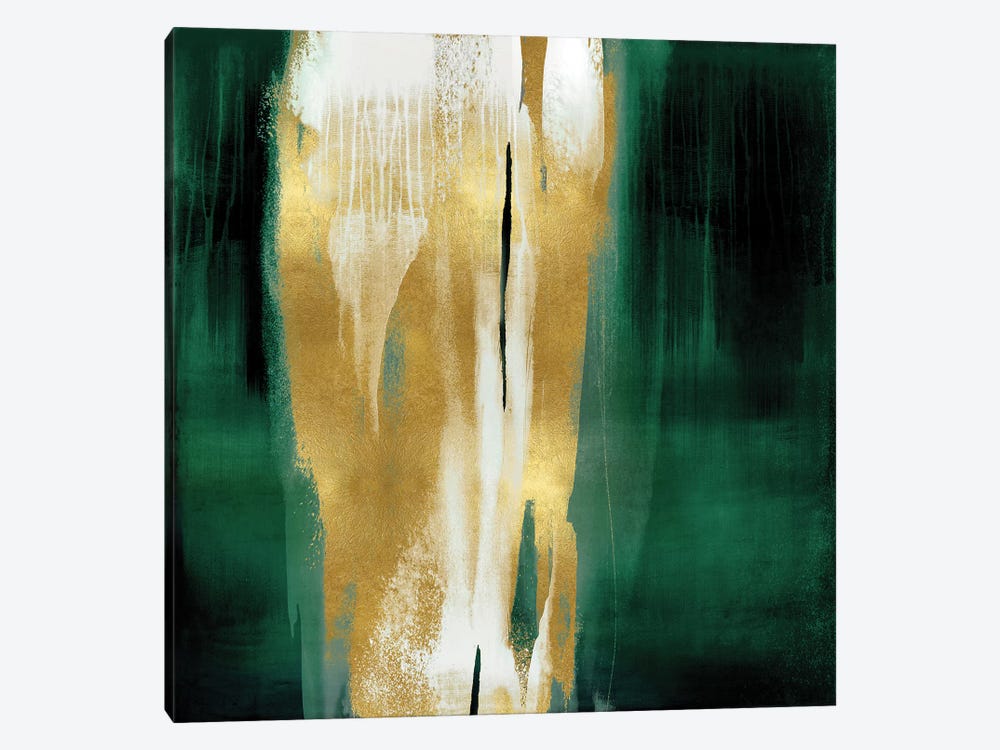 Free Fall Emerald with Gold I by Christine Wright 1-piece Canvas Print