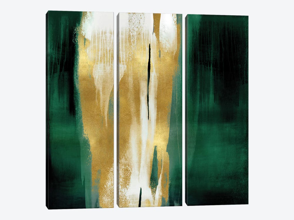 Free Fall Emerald with Gold I by Christine Wright 3-piece Art Print