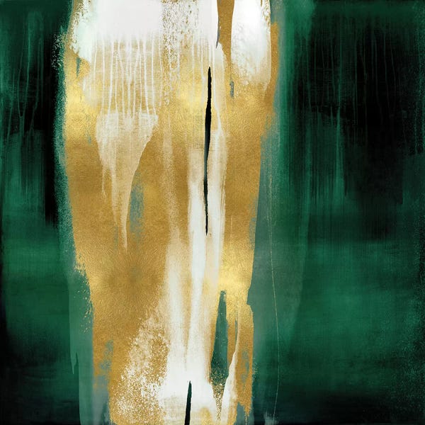 Christine Wright: Free Fall Emerald with Gold I by Christine Wright
