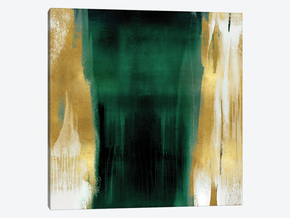 Free Fall Emerald with Gold II by Christine Wright 1-piece Canvas Wall Art