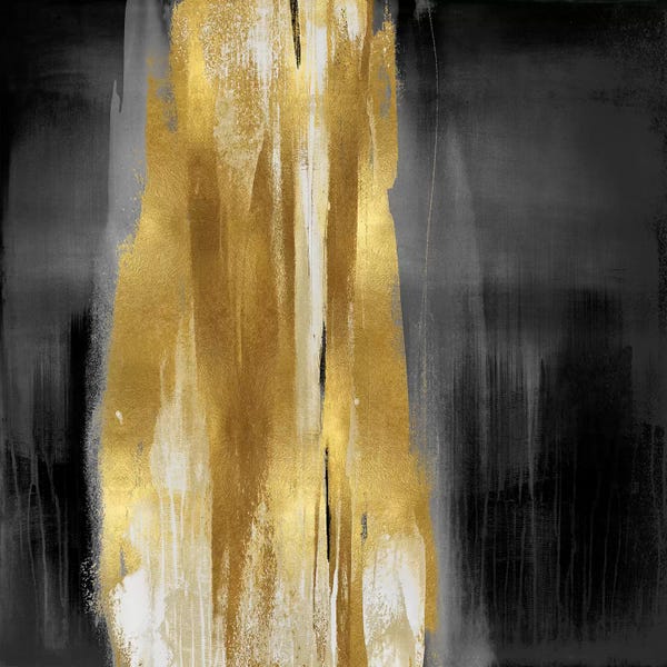 Christine Wright: Free Fall Gray with Gold I by Christine Wright
